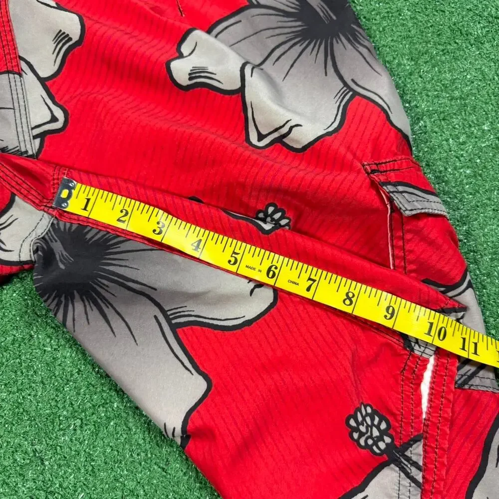 Vintage O’Neill Board Shorts Mens 34 Red Floral Surf Swim Trunks Y2K Hawaiian